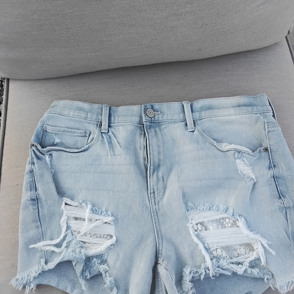 Mudd Light Blue Distressed Denim Jean Shorts Size 15